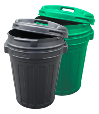 Merkloos Voerton met draaisluiting 70 liter Groen