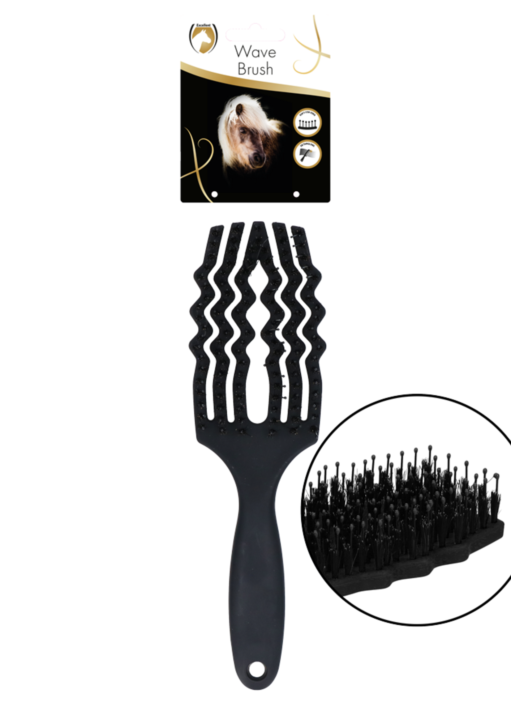 Excellent Horse Excellent Horse Wave Brush Zwart