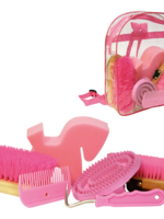 Merkloos Poetsset van 7 items in Rugtas roze