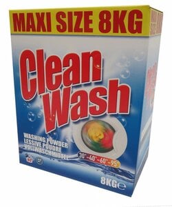Clean Wash Laundry Powder 8 kg | ± >80 Washes | Powerful & Eco-Friendly for White and Colored Laundry | Detergent