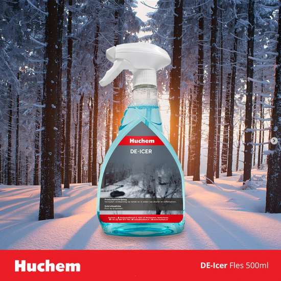 Huchem DE-Icer 500ml – Rapid Ice Removal Without Scraping / Windscreen De-Icer Spray / Antifreeze