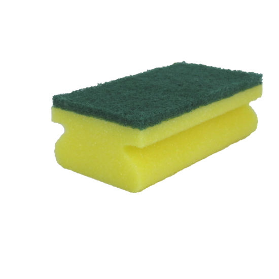Huchem Easy Grip Scouring Sponge Yellow/Green - 10 Pack - Extra Grip for Intensive Cleaning