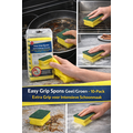 Huchem Easy Grip Scouring Sponge Yellow/Green - 10 Pack - Extra Grip for Intensive Cleaning