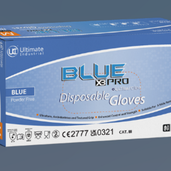 Huchem DG-BluePro™-X3 - Blue Premium 5 Mil Nitrile Powderfree Box of 100