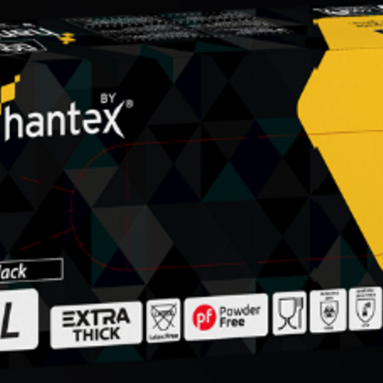Huchem Hantex Nova-BLK - 4mil Premium Black Nitrile Powderfree Box of 100