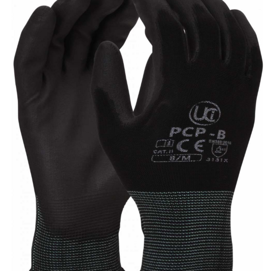 Huchem PCP-B - PU Coated Polyester Black, Individually Wrapped