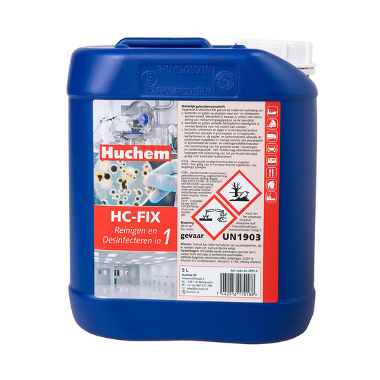 Huchem Desinfektionsmiddel | 5L | HC Fix 2-i-1 | Rengøring & Desinfektion | Professionelt & Koncentreret