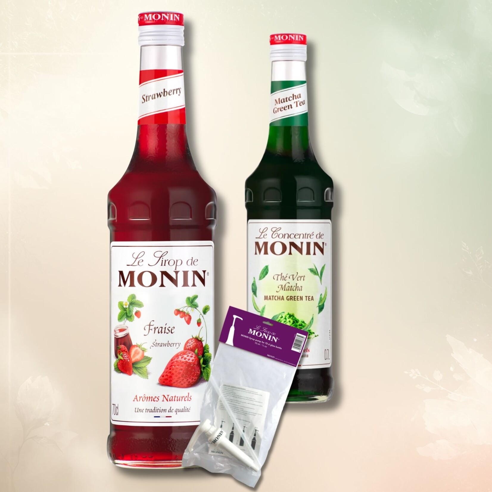 MONIN  Matcha & Aardbei Smaakset met Pomp