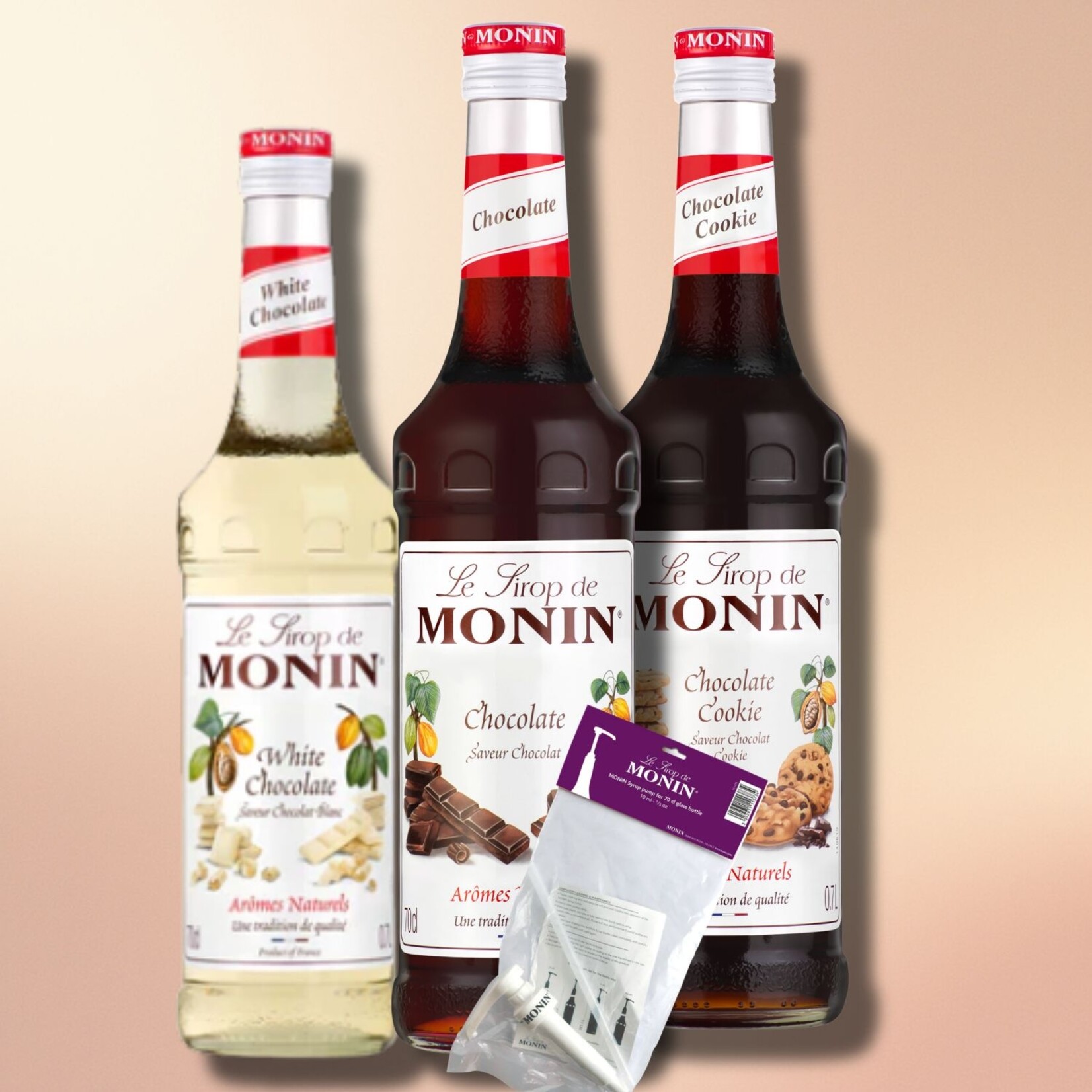 MONIN MONIN Choco Bundel – 3 chocoladesiropen + pomp