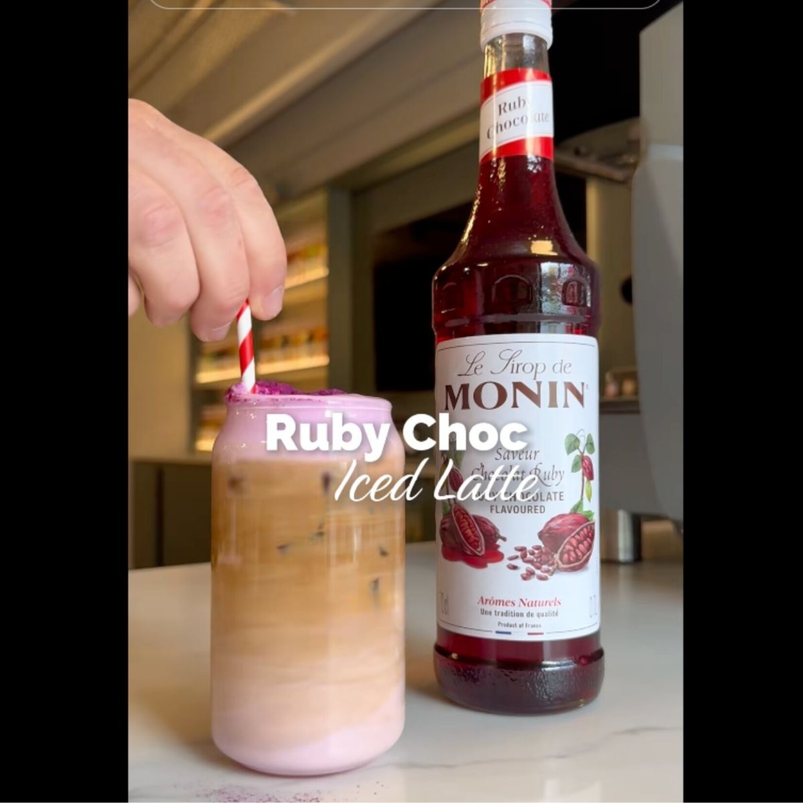 MONIN  Ruby Chocolate Siroop âfruitig chocoladegevoel in je glas