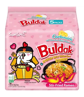 Buldak Buldak Noodles Carbonara Hot Chicken 5-Pack