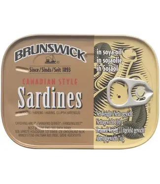Brunswick OLIE SARDIEN BRUNSWICK IN SOYA OIL 106G PER BLIK