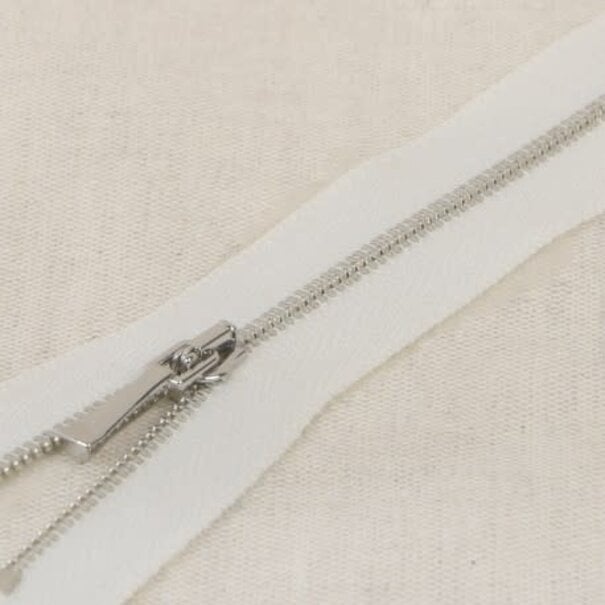 Fijne metalen rits - wit zilver 501