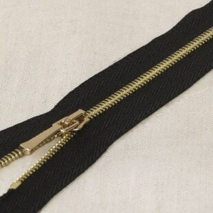 Fijne metalen rits - zwart goud 980