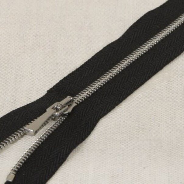 Fijne metalen rits - zwart zilver 580