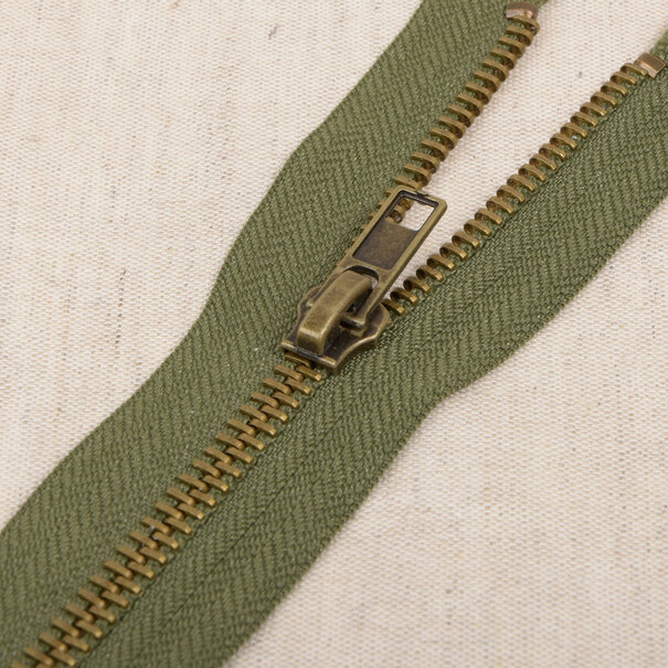 Metalen rits deelbaar - legergroen 566