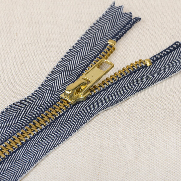 Metalen rits visgraat - donker jeans 2