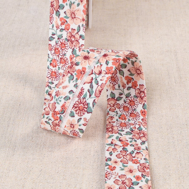 Biais bloemen - oudroze 77