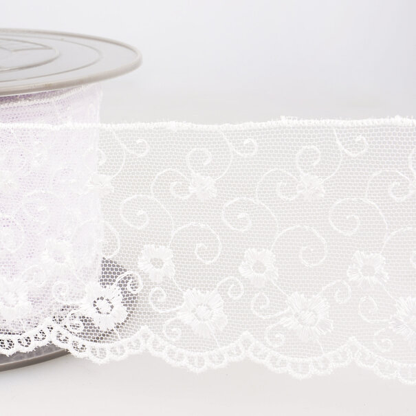 Broderie op tule - wit 1