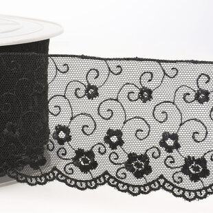 Broderie op tule - zwart 14