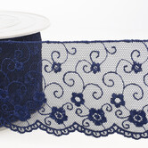 Broderie op tule - marineblauw 23