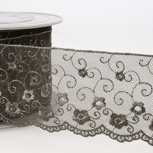 Broderie op tule - donkergrijs 38