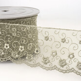 Broderie op tule - taupe 45