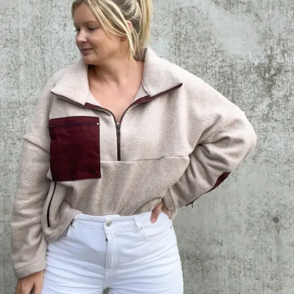 Katoen fleece GOTS - beige melange