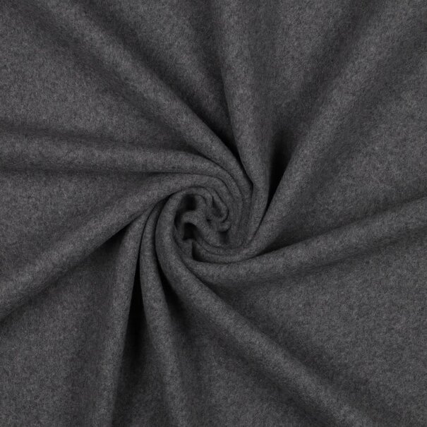 Katoen fleece GOTS - donker grijs melange