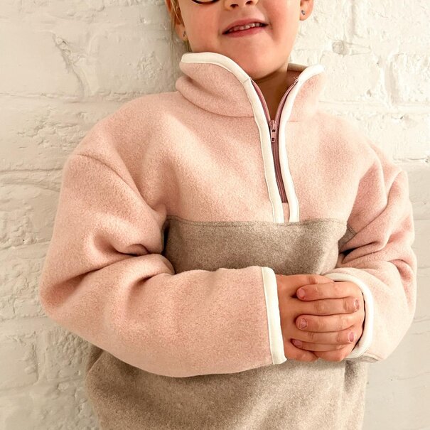 Katoen fleece GOTS - beige melange