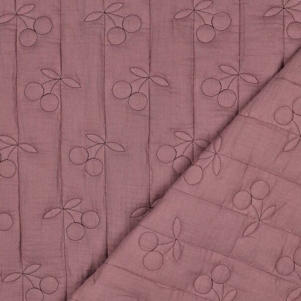 Double gauze matelassé kersjes - mauve