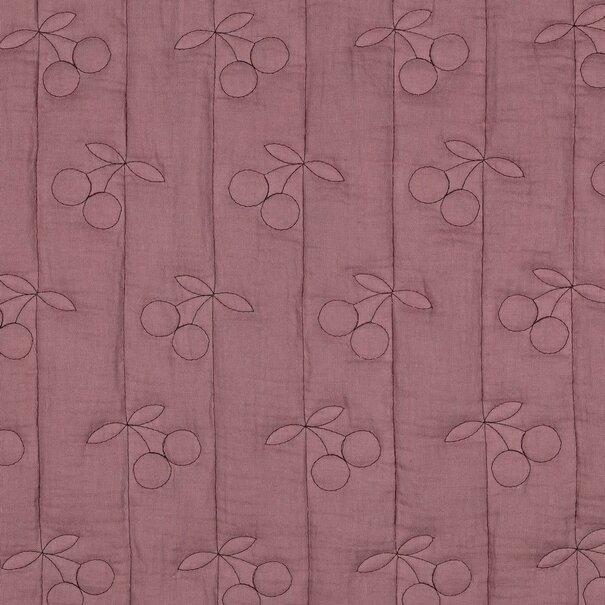 Double gauze matelassé kersjes - mauve