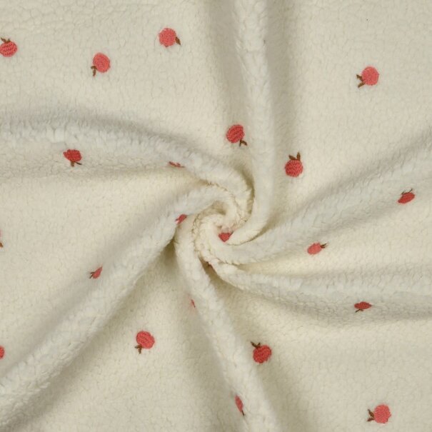 Teddy geborduurde perzik - ecru