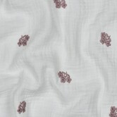 Double gauze geborduurd bloemetje - wit