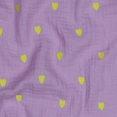 Geborduurde neon hartjes lila - double gauze