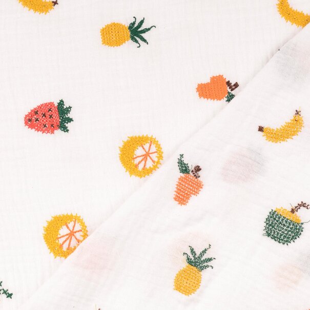 Geborduurd fruit - double gauze