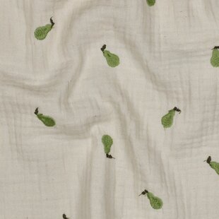 Double gauze geborduurde peer - naturel