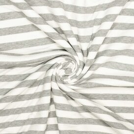 Viscosetricot rib streep - grijs