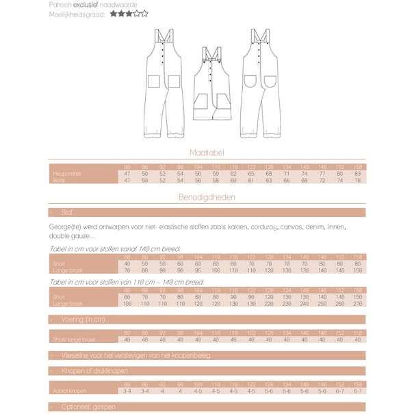 Iris May - George(tte) salopette (80-158) - digitale handleiding