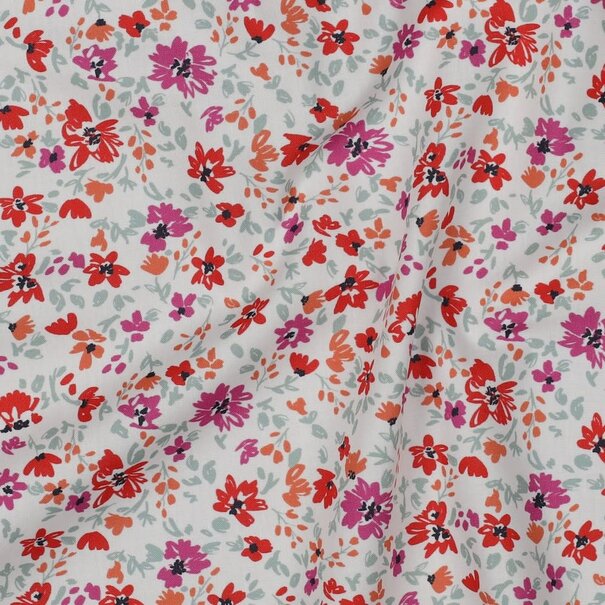 Wild flower poplin - red purple