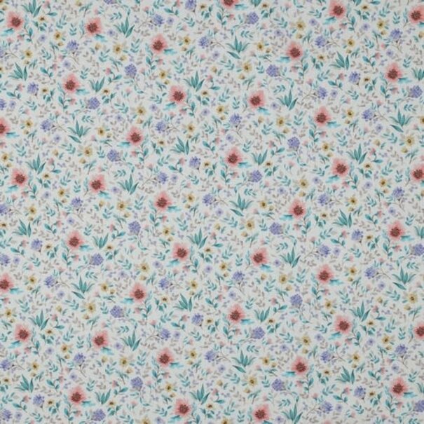 Wild flower poplin - blue green