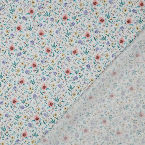 Wild flower poplin - blue green