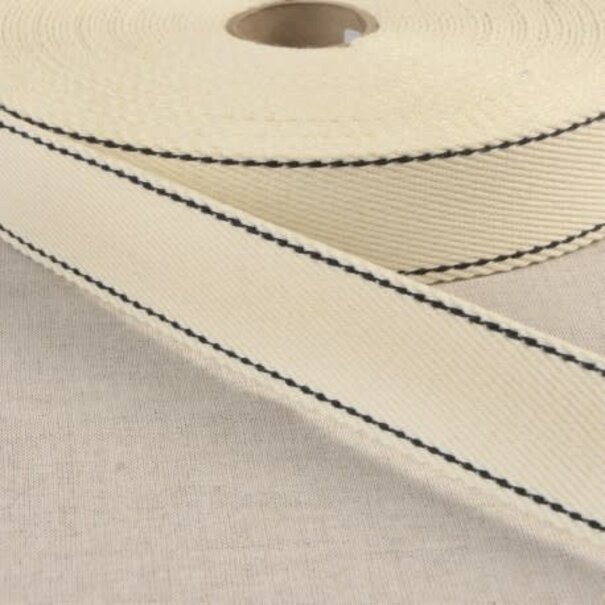 Tassenband ecru/zwart
