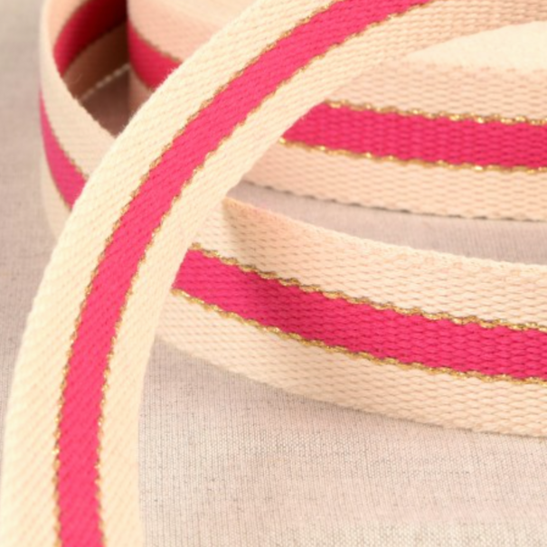 Tassenband fuchsia/goud