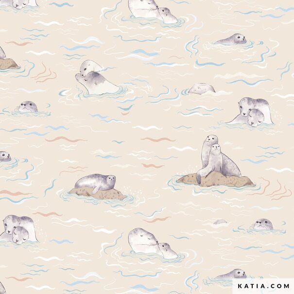 Katia Fabrics Sea lion love - poplin