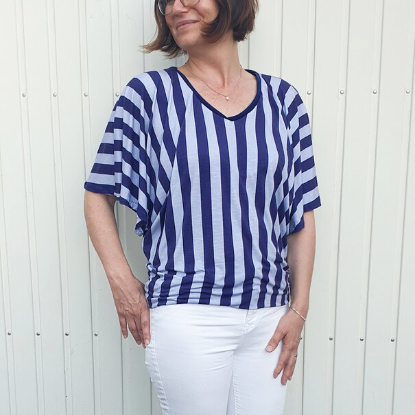 Happy stripes blauw - viscosetricot