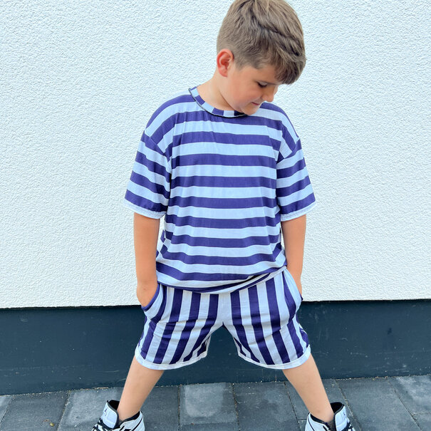 Happy stripes blauw - viscosetricot