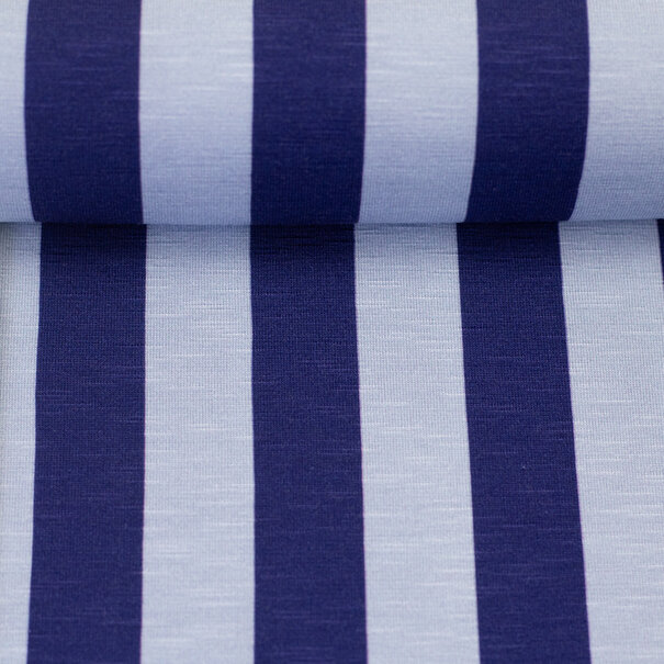 Happy stripes blauw - viscosetricot