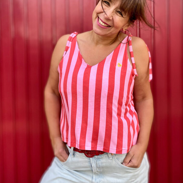 Happy stripes roze - viscosetricot