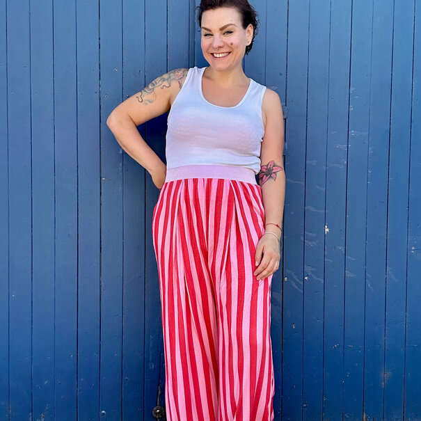 Happy stripes roze - viscosetricot